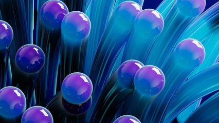 Vibrant geometric forms in organic 3D abstract background art