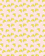 seamless lemon with flowers for wallpaper background. cute hand drawn for printable or wrapping