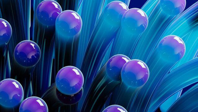 Vibrant geometric forms in organic 3D abstract background art