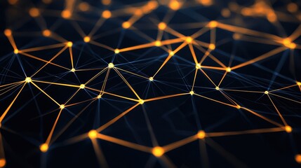 Abstract Network Connection with Bright Nodes and Dark Background for Technology Concept