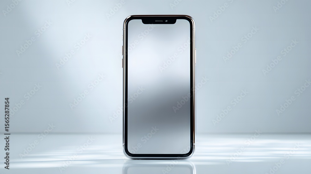 Poster clean mobile mockup: modern smartphone device with blank screen