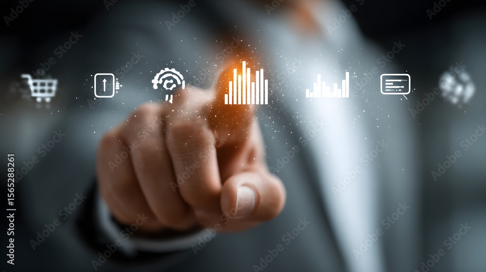 Poster data analytics and business intelligence interface on touchscreen