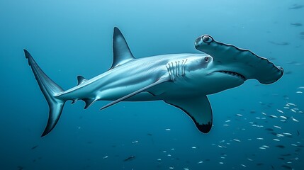 Two sharks in deep blue ocean