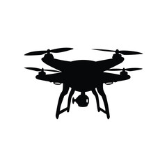 Silhouette of a drone with camera on a white background for websites