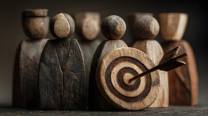 Wooden Figures with : Strategy, Teamwork, and Achieving Goals