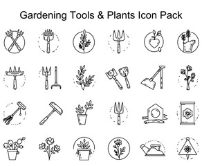 Fototapeta premium Gardening Tools & Plants Icon Pack
