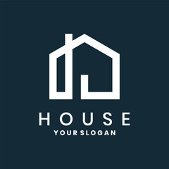Minimalist house logo design with geometric lines