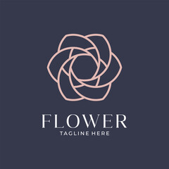 Elegant flower logo with pink geometric rose icon