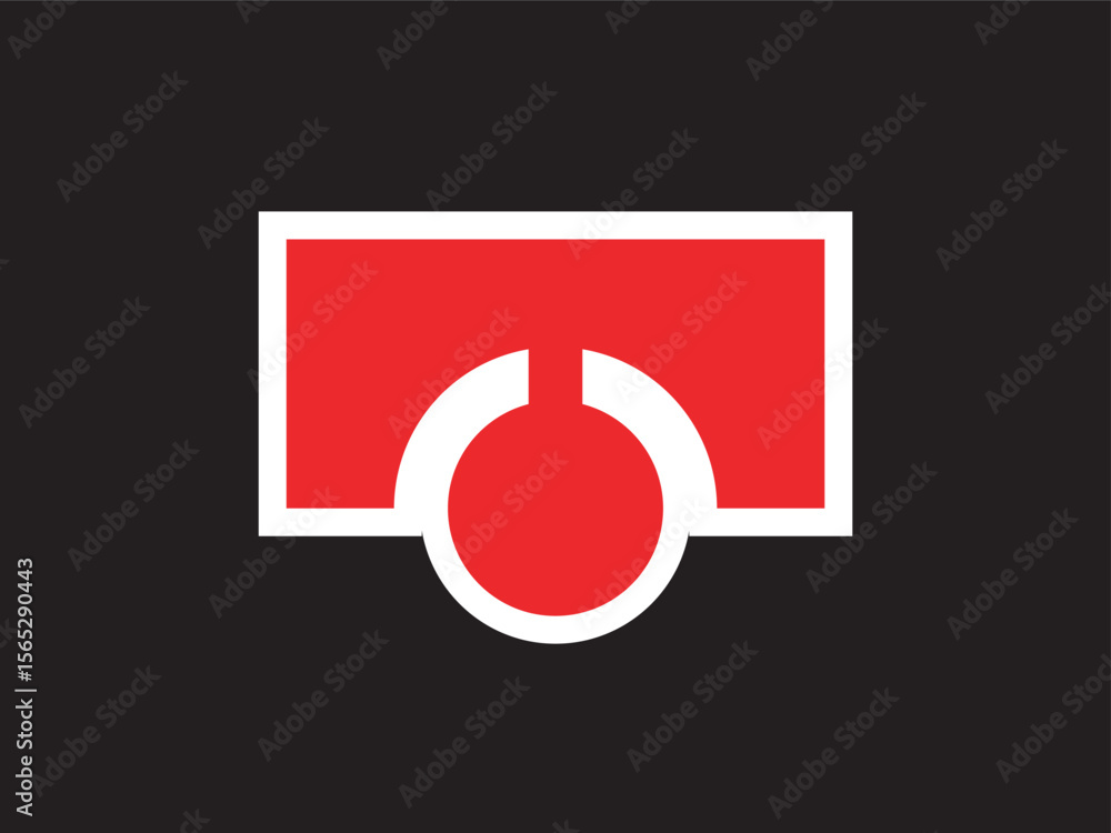 Poster simple flat style abstract symbol with rectangle and circle shape icon