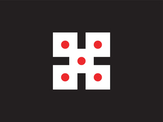 Minimalist Geometric Abstract Shape with Red Circle on White Square Element