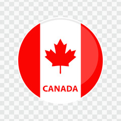 Canada Flag Icon with Maple Leaf and Bold Text
