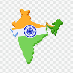 "India Map with Flag Colors - National Geographic Outline"