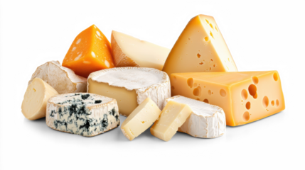Assorted Cheeses on Transparent Background