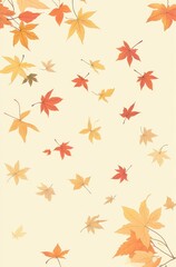 Falling autumn leaves on a light beige background