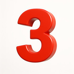 Naklejka premium 3D Red Number three 3rd Place Count Numeric Icon