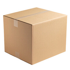  Minimal Kraft Paper Box with Defined Corners on Left, Isolated on Transparent Background PNG