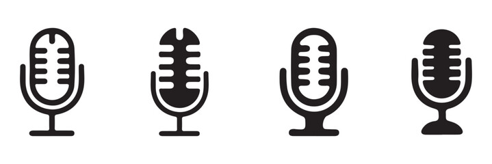 Microphone Icons set. variant microphone icon. Karaoke mic. Podcast microphone. Microphone icon set. Different microphone collection. Vector eps 10