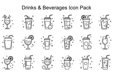 Obraz premium Drinks & Beverages Icon Set