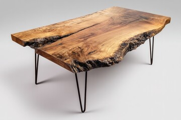 Live Edge Wood Coffee Table with Metal Legs