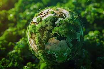 World Environment and Earth Day Concept Green Globe in Eco Friendly Environment