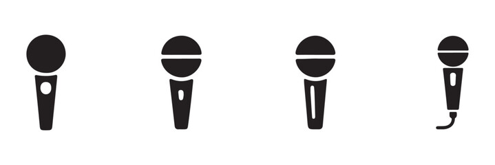 Microphone Icons set. variant microphone icon. Karaoke mic. Podcast microphone. Microphone icon set. Different microphone collection. Vector eps 10