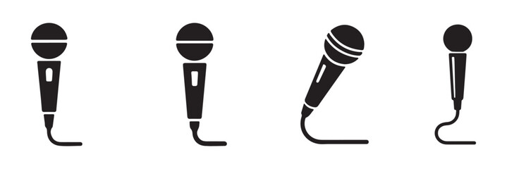 Microphone Icons set. variant microphone icon. Karaoke mic. Podcast microphone. Microphone icon set. Different microphone collection. Vector eps 10