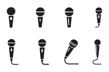 Microphone Icons set. variant microphone icon. Karaoke mic. Podcast microphone. Microphone icon set. Different microphone collection. Vector eps 10