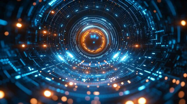 近未来のサイバートンネルを表現したデジタルビジュアル