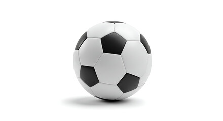 Fototapeta premium A classic black and white paneled soccer ball with a slight shadow, isolated on a clean white background. Perfect for sports and recreation concepts. 