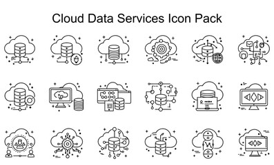 Fototapeta premium Cloud Data Services Icon Pack