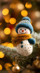 snowman on a christmas tree