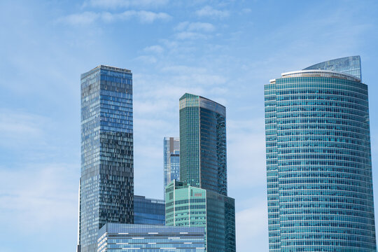 Modern cityscape with sleek glass skyscrapers