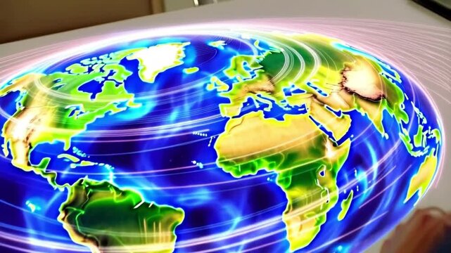 Colorful animated weather map showing Europe&rsquo;s atmospheric activity. Concept of meteorology and climate forecasting