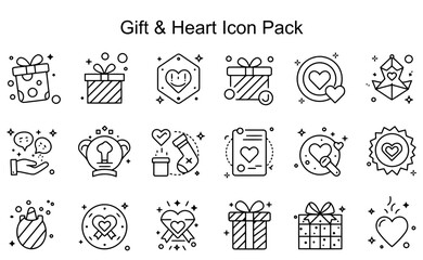 Fototapeta premium Gift & Heart Icon Set