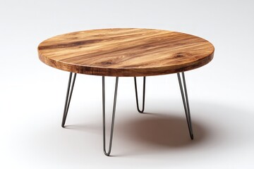 Round Wooden Table with Metal Legs