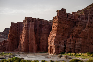 Los Castillos and the Las Conchas River at Sunrise, in Salta, Argentina.