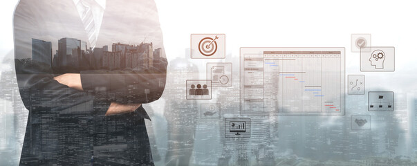 Project management dashboard showing timeline, tasks, milestones, and workflows for planning,...