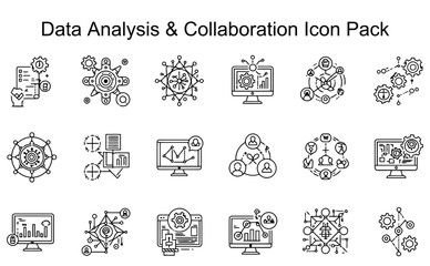 Fototapeta premium Data Analysis & Collaboration Icon Pack