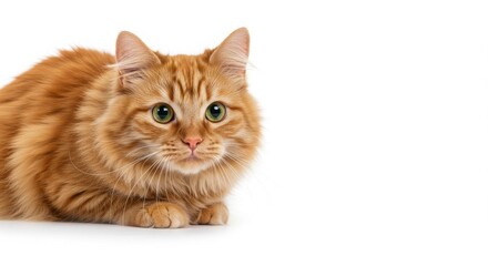 Obraz premium Adorable Ginger Cat with Striking Green Eyes Fluffy Fur and Curious Gaze