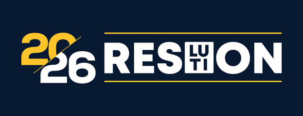 2026 New Year resolution text on clean dark blue background. Modern and minimal design concept, ideal for goals, planning, motivation, and self-improvement themes in the new year.