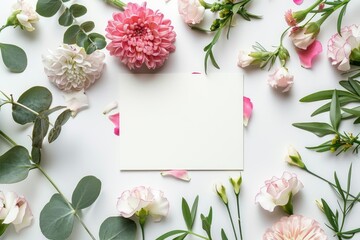 Clear Pixel Visual of Floral Wedding and Birthday Mockup with Pink Bouquet and Business Card