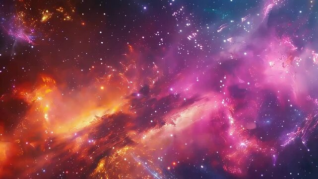 Cosmic nebulae are colorful in the wild space with twinkling stars footage