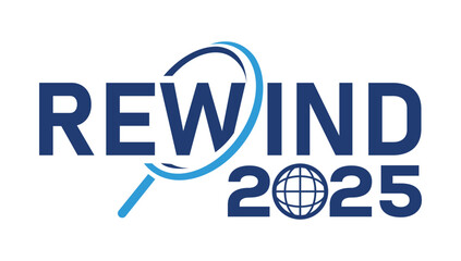 2025 year rewind isolated on black background. Creative design.	