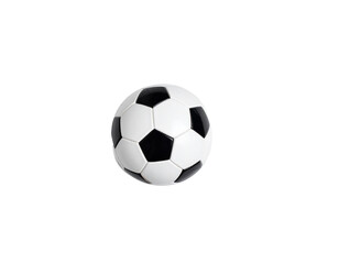 Top View of Soccer Ball in Stretched Goal Net, Isolated on White Background