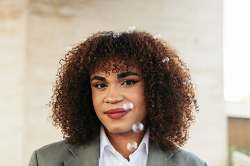Portrait of a Trans Woman with Bubbles