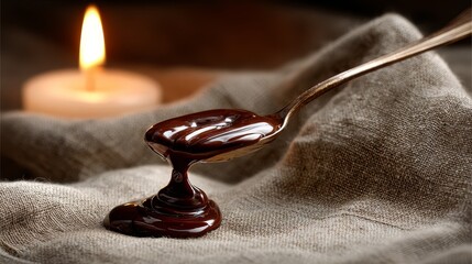 Gourmet chocolate truffles dripped in dark and milk chocolate cozy atmosphere with candlelight elegant food photography