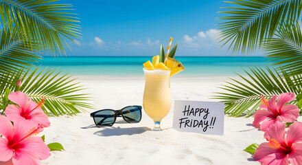 Happy Friday! Tropical Beach Cocktail Scene