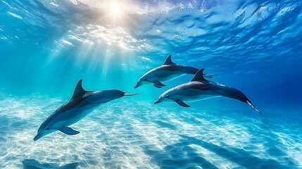 Obraz premium Dolphins swimming underwater