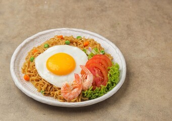 Indomie Goreng, Indonesian Popular Instant Noodle with Sunny Side Egg