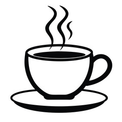 cup of hot coffee outline vector
